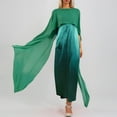 thumbnail image 2 of Elegant Women's Flowy Chiffon Swing Dress with Round Neck Loose Fit Mid-Length Robe, 2 of 7