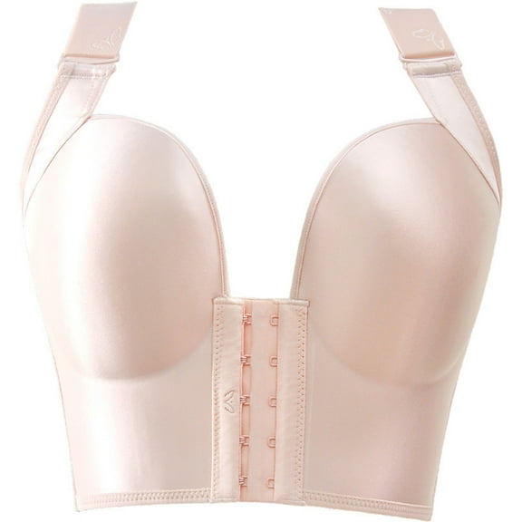 Pink Bras for Women Front Closure&Wide Straps Longline Cup Full Coverage Push Up Bra