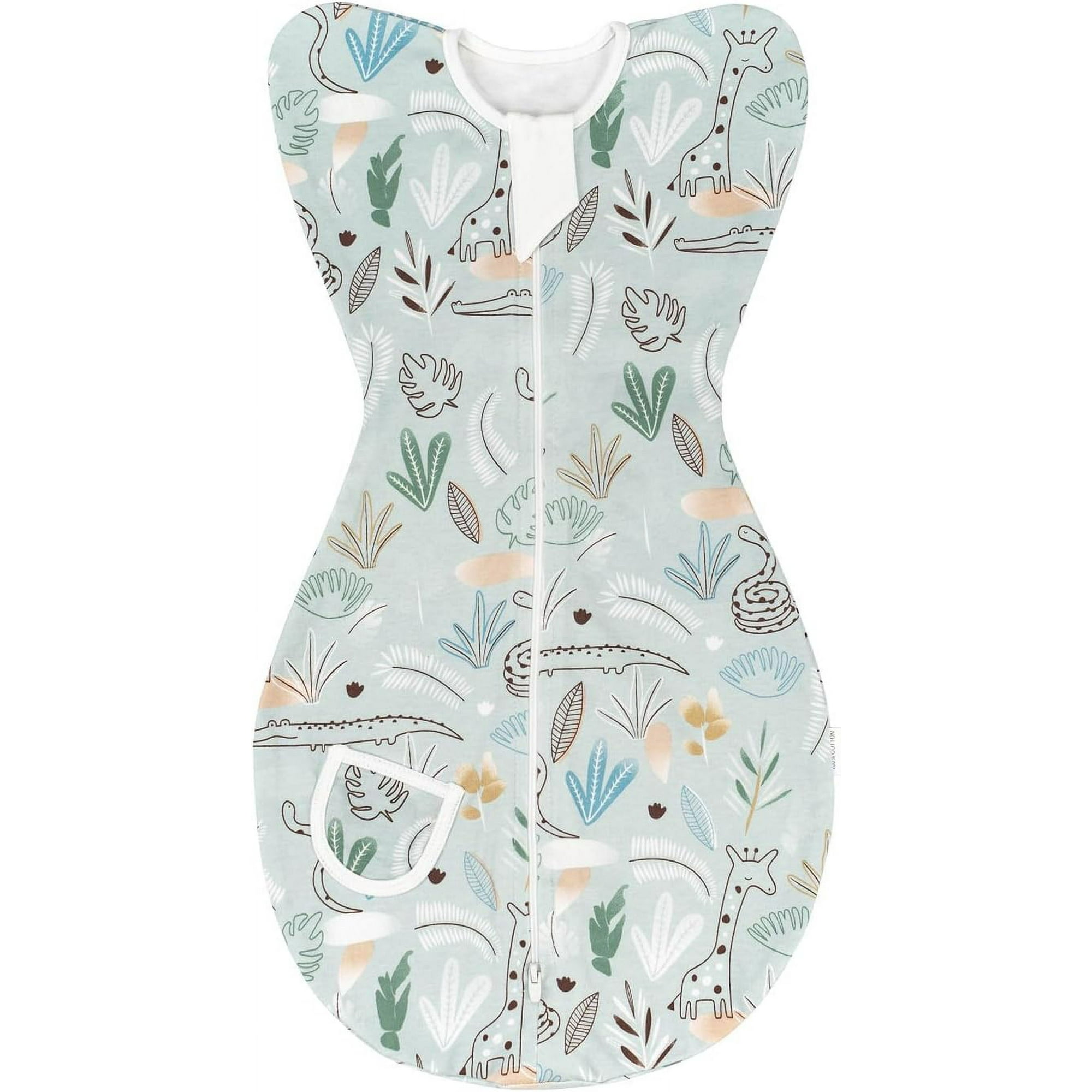 Queilt Seaweed 3 6 Months Baby Swaddle Transition Sleeping Bag With Arms Up Cotton Baby Wearable Blanket With 2 Way Zipper Lightweight Newborn Swad
