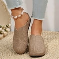 thumbnail image 4 of Khaki Ladies Closed-Toe Slides With Wedge Heel And Embroidery Khaki Tone Slip-On, 4 of 9