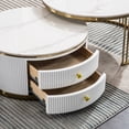 thumbnail image 6 of Round Nesting Coffee Table Set of 2, 31.5" Faux Marble Tea Table with 2 Drawers for Living Room, Office, 6 of 7