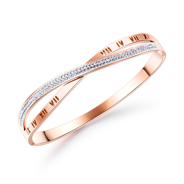 Pulsera de brazalete chapada en oro, brazalete de cinturón de cristal de la amistad del amor para mujeres, brazalete atrevido con hebilla de clavo