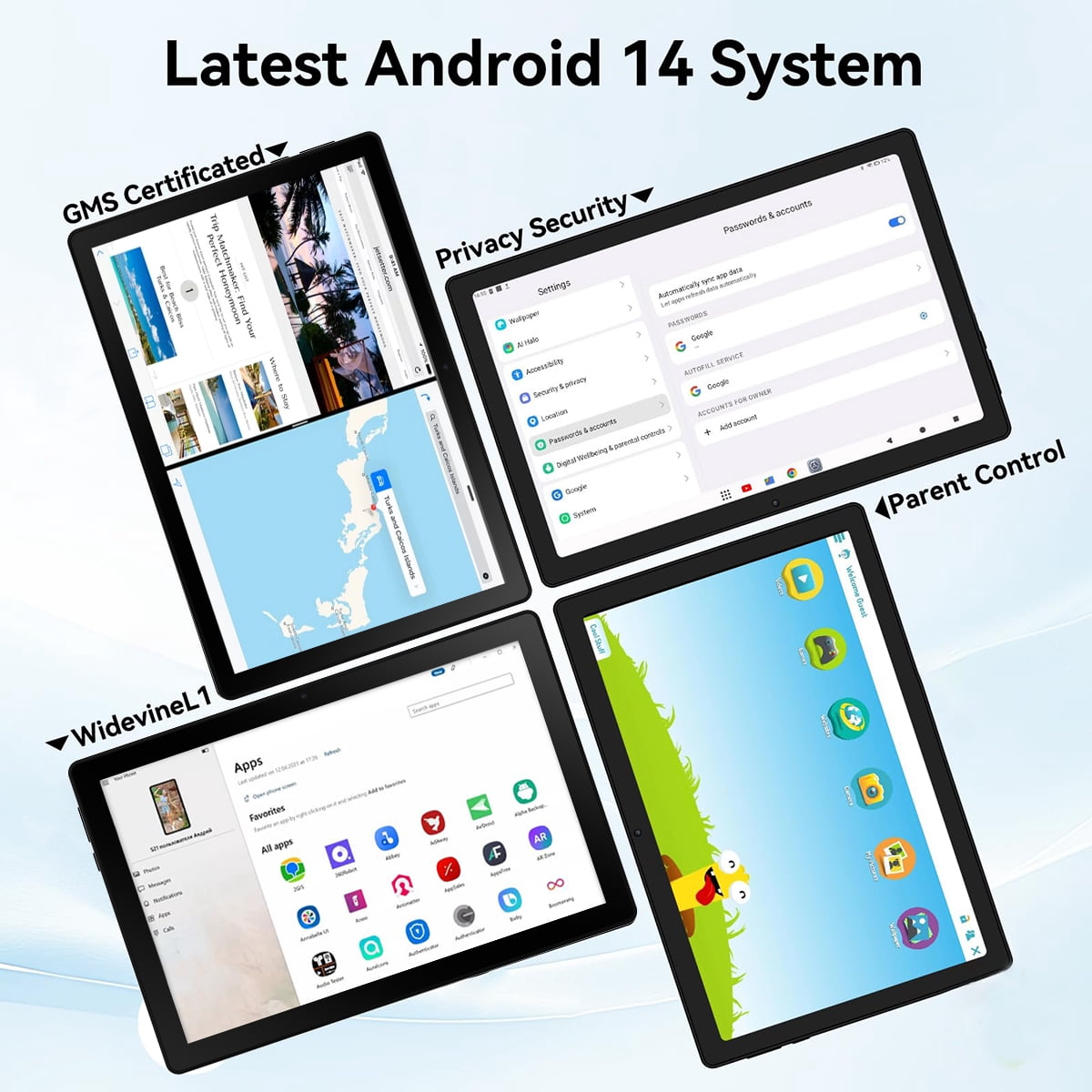 AEEZO 11 Inch Tablet 16GB RAM + 128GB ROM, Octa-Core Processor, Wi-Fi 6, Whie