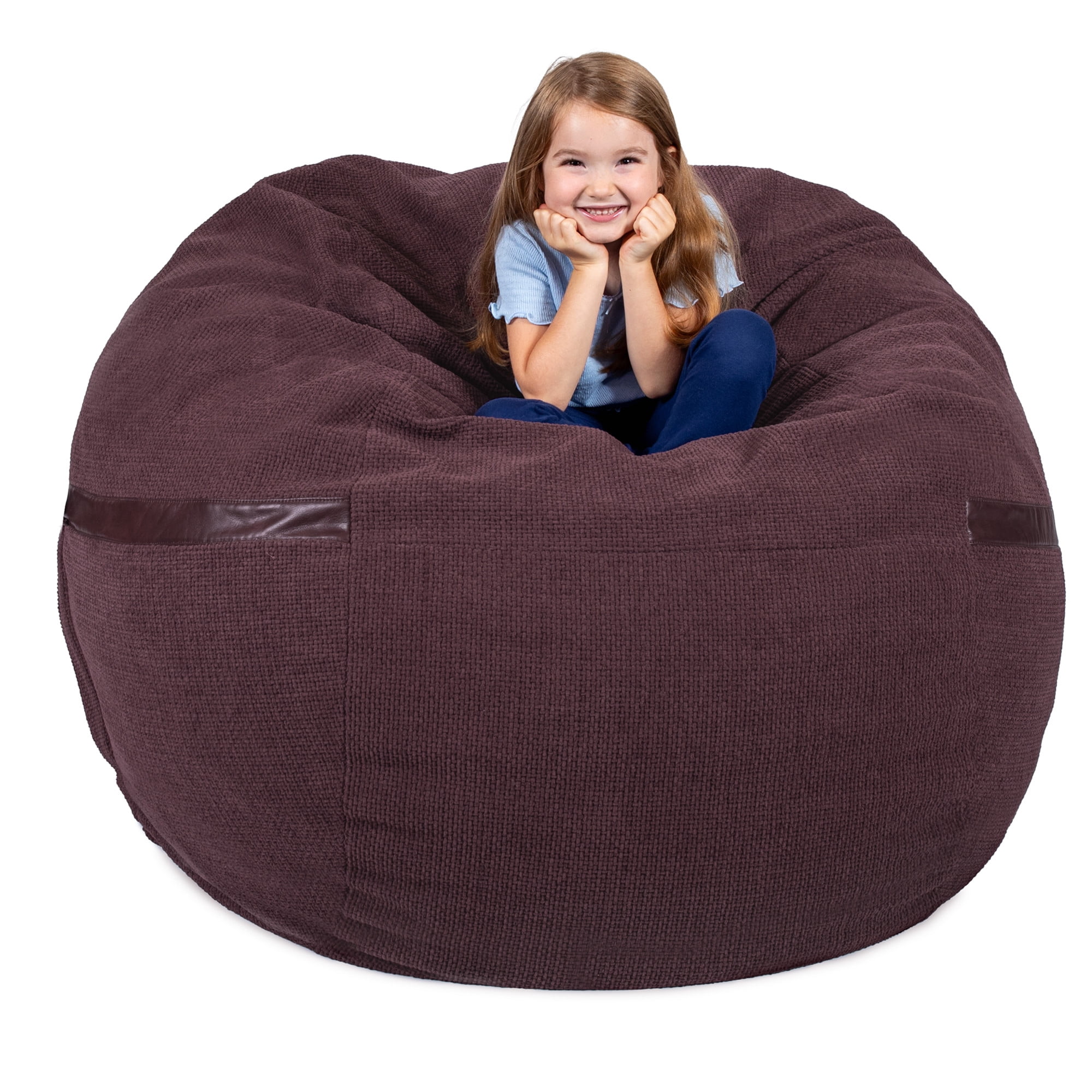 Big Joe Fuf 5Ft Oversized Foam Bean Bag Chair for Kids, Teens, Adults, Merlot Cloudweave, 5 foot Large Reading and Gaming Seat