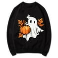 thumbnail image 4 of CLOISE Halloween Women Sweatshirt Funny Ghost Graphic Pullover Sweatshirts Fall Long Sleeve Crewneck Hoodies Shirts Casual Blouses Holiday Party Clothes Black XL Trick, 4 of 5