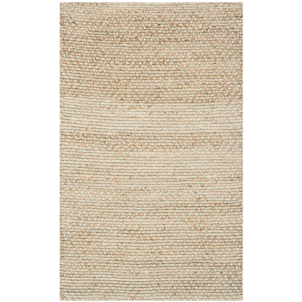SAFAVIEH Natural Fiber Braxton Braided Jute Area Rug, Natural/Green, 2'6" x 4'