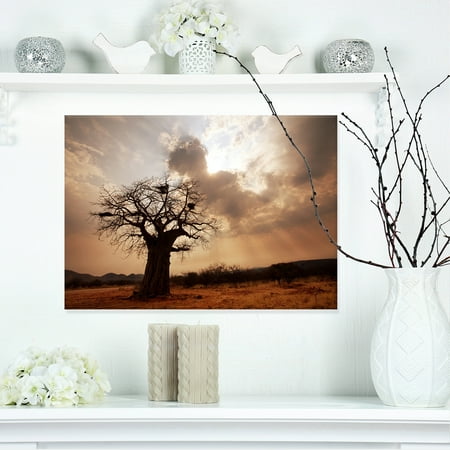 Large Baobab Tree under Clouds - Modern Landscape Wall Art Canvas ...