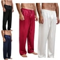 thumbnail image 4 of Licupiee Men's Classic Satin Sleep Pant Long Pajama Bottoms Solid Drawstring Loungwear Pants, 4 of 5