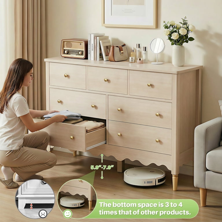 Homieasy 7 Drawer Dresser, Modern Wooden Chest of Drawers for