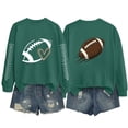 thumbnail image 4 of Game Day Sweatshirt for Women Long Sleeve Crew Neck Gift Football Fan Heart Graphic Football Mom Shirt Comfort Hoodie Trendy Clothes Loose Fit Sports Mom Must Have Oversized Tunic Tops Blackish Green, 4 of 7