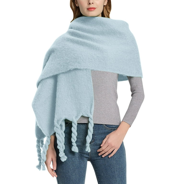 Wefuesd Women Fall Winter Scarf Classic Tassel Plaid Scarf Warm Soft Chunky  Large Blanket Wrap Shawl Scarves, scarf for women, womens fashion, A