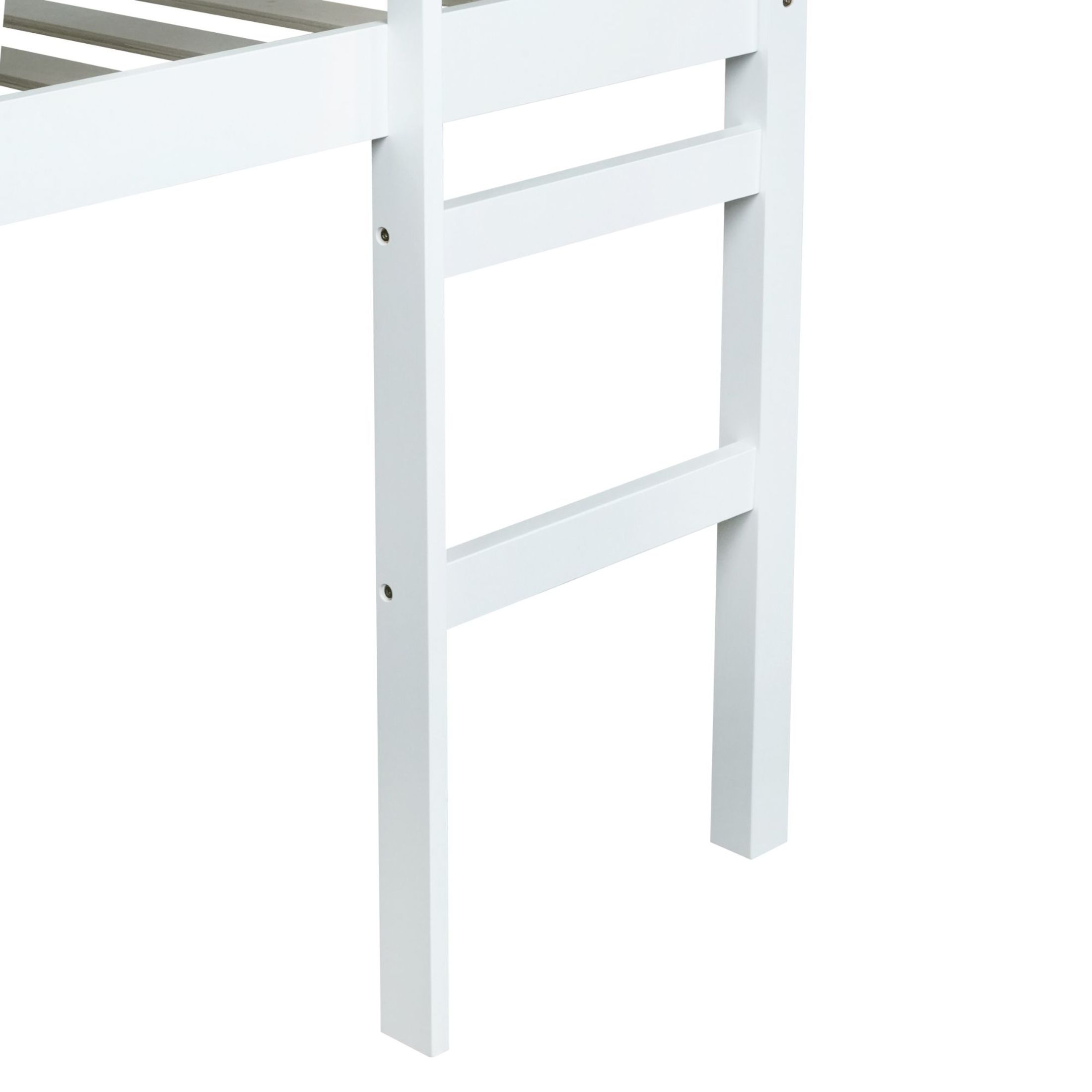 Noble House Full Loft Bed, Rubber Wood Frame with Ladder, Guardrails & Space-Saving Storage Design, White