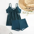 thumbnail image 6 of Wyobmus Womens Plus Size Swimsuits Modest 2 Piece Bathing Suits Lace Eyelet Criss Cross Tankini Tops With Boyshorts C-Blue, 6 of 6