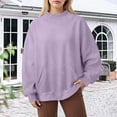 thumbnail image 2 of larppty Oversized Mock Neck Sweatshirt for Women – Long Sleeve Casual Pullover Sweatshirt With Pockets Fall Fashion (Purple, S), 2 of 4