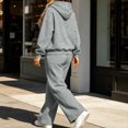 thumbnail image 6 of Women 2 Piece Outfits Long Sleeve Cropped Hoodie Sweatshirt High Waist Wide Leg Pants Casual Loose Sweatsuit Set for Daily Workout Jogging Streetwear Gray XL, 6 of 8