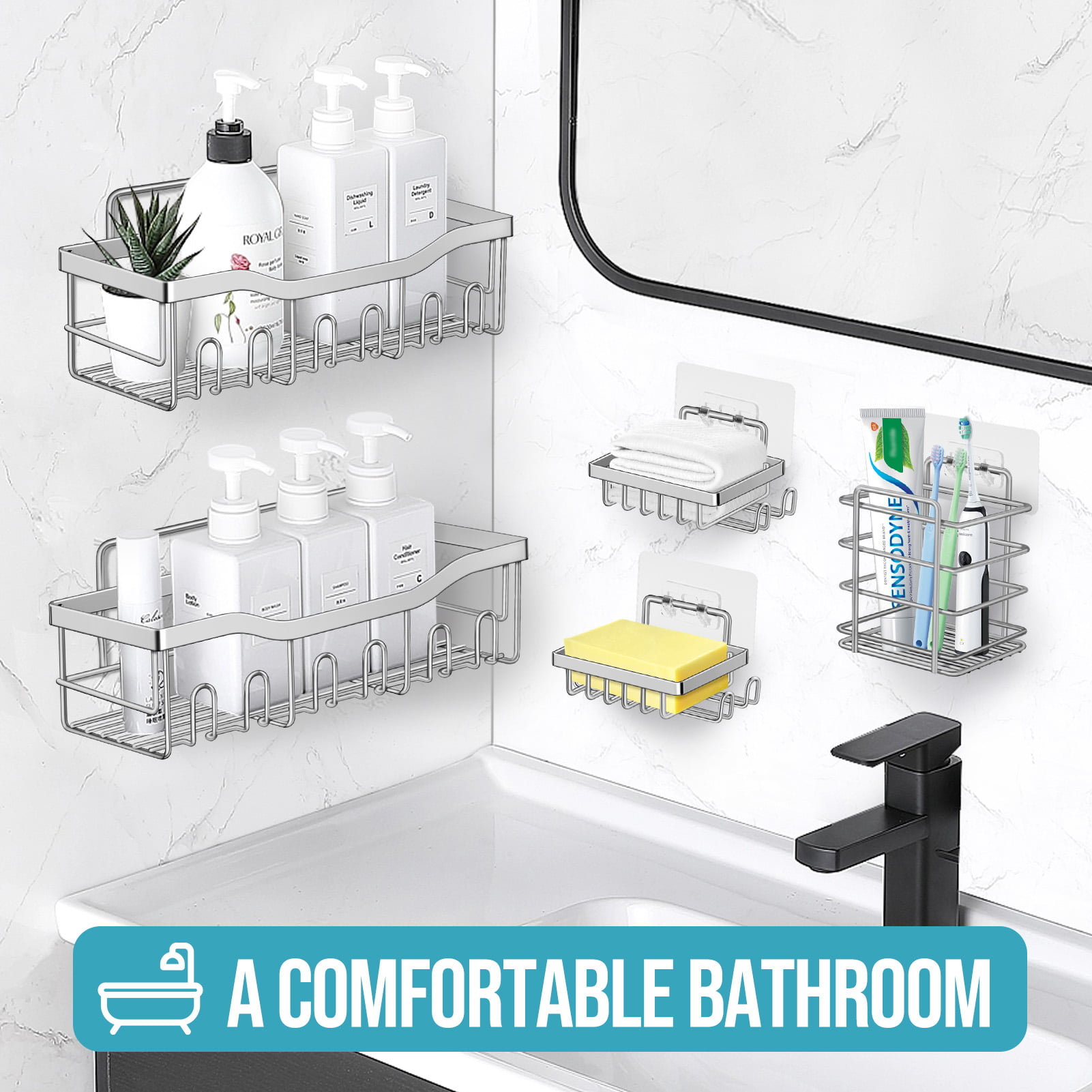 Shower Caddy Shelves, Tile Shower Shelf Organizer for Dorm, Bathroom -  Lifewit – Lifewitstore