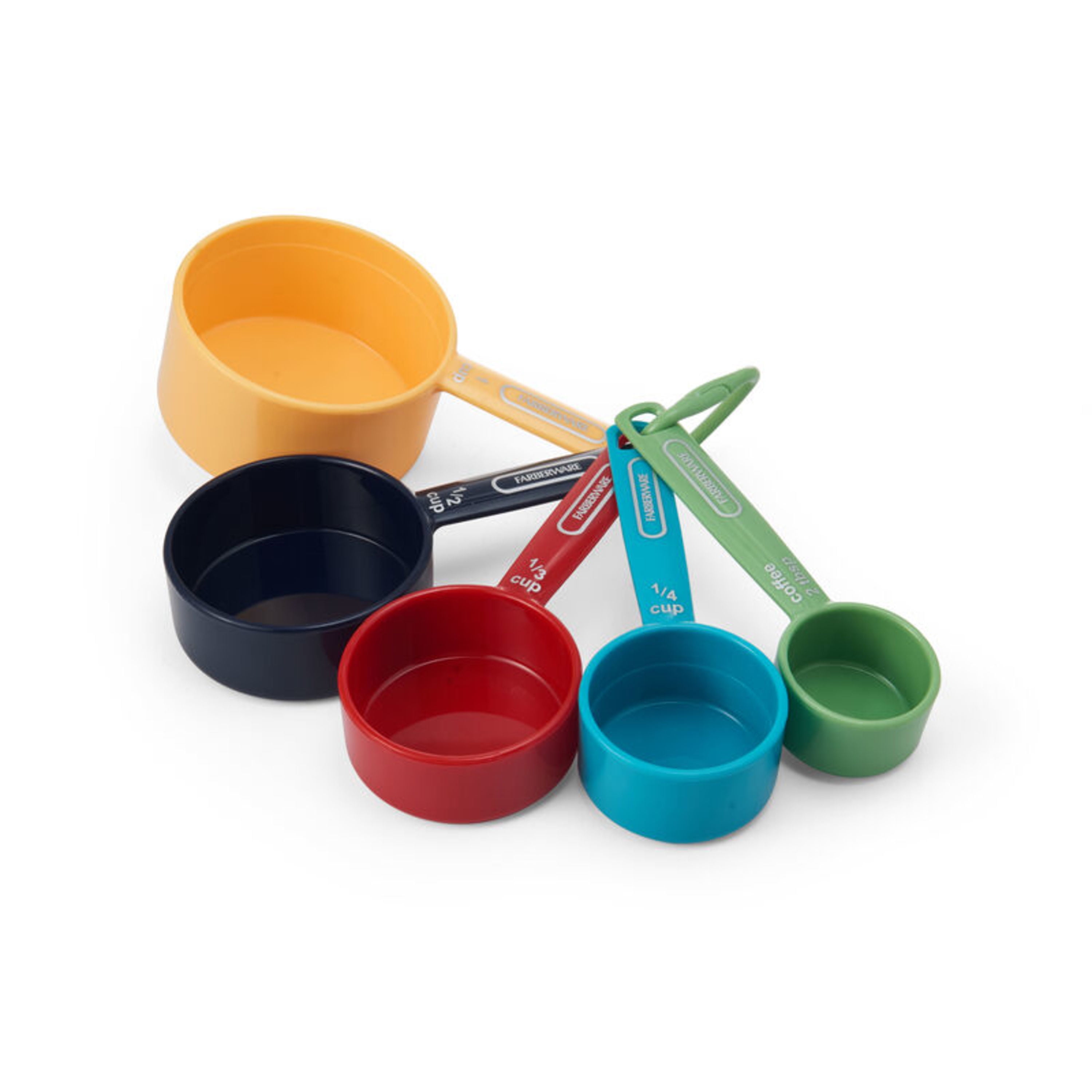 Farberware Plastic Multi-Colored Measuring Cup Set with Bonus Coffee Scoop, 5-piece