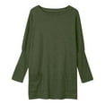 thumbnail image 5 of YEJIMAN Green Womens Tshirts Cotton, Polyester,Spandex Shirt Women, Women's Round Neck Long Sleeve Tops Plus Size Shirts Lightweight Sweatshirts Loose Casual Tunic with Pockets Blouses, 5 of 9