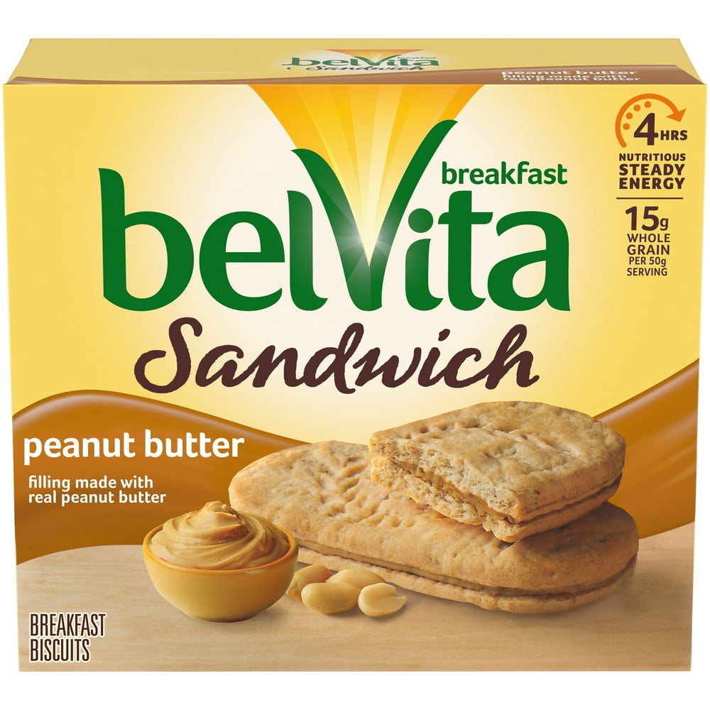 Belvita Sandwich Peanut Butter Breakfast Biscuits, 5 Packs (2 Sandwiches Per Pack)