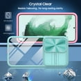 thumbnail image 3 of Allytechgroup Galaxy S22 Clear Case with Tempered Glass Screen Protector, Sliding Camera Lens Protector Anti-Yellow Shockproof Rugged Slim Fit Shell Cover for Samsung Galaxy S22, Skyblue, 3 of 7