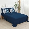 thumbnail image 6 of Dintszyayue Floral 7Pcs Comforter Set Queen,Navy Bed in a Bag Soft Bed Sheet Pillowcase Adult(90"x90"), 6 of 7
