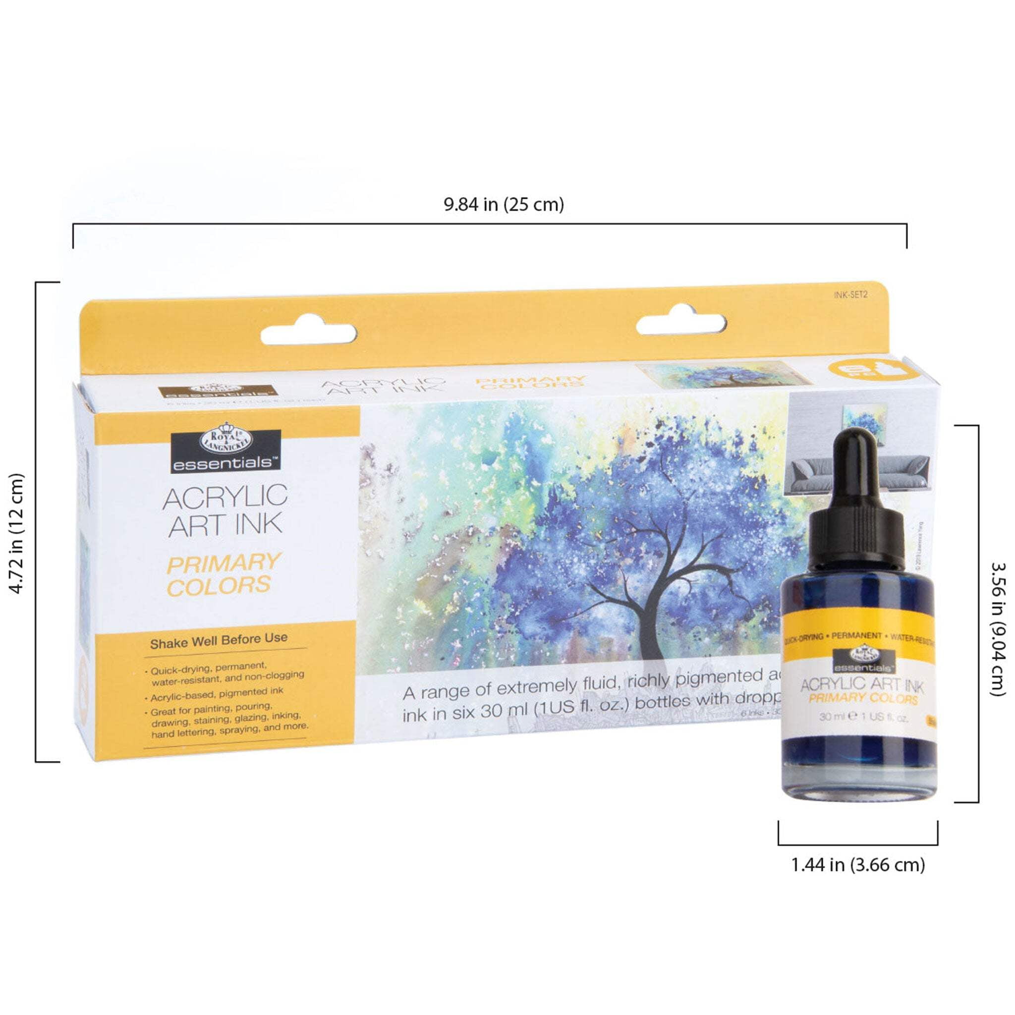 Royal & Langnickel Essentials™ 6pc Primary Colors Acrylic Art Ink Bottles