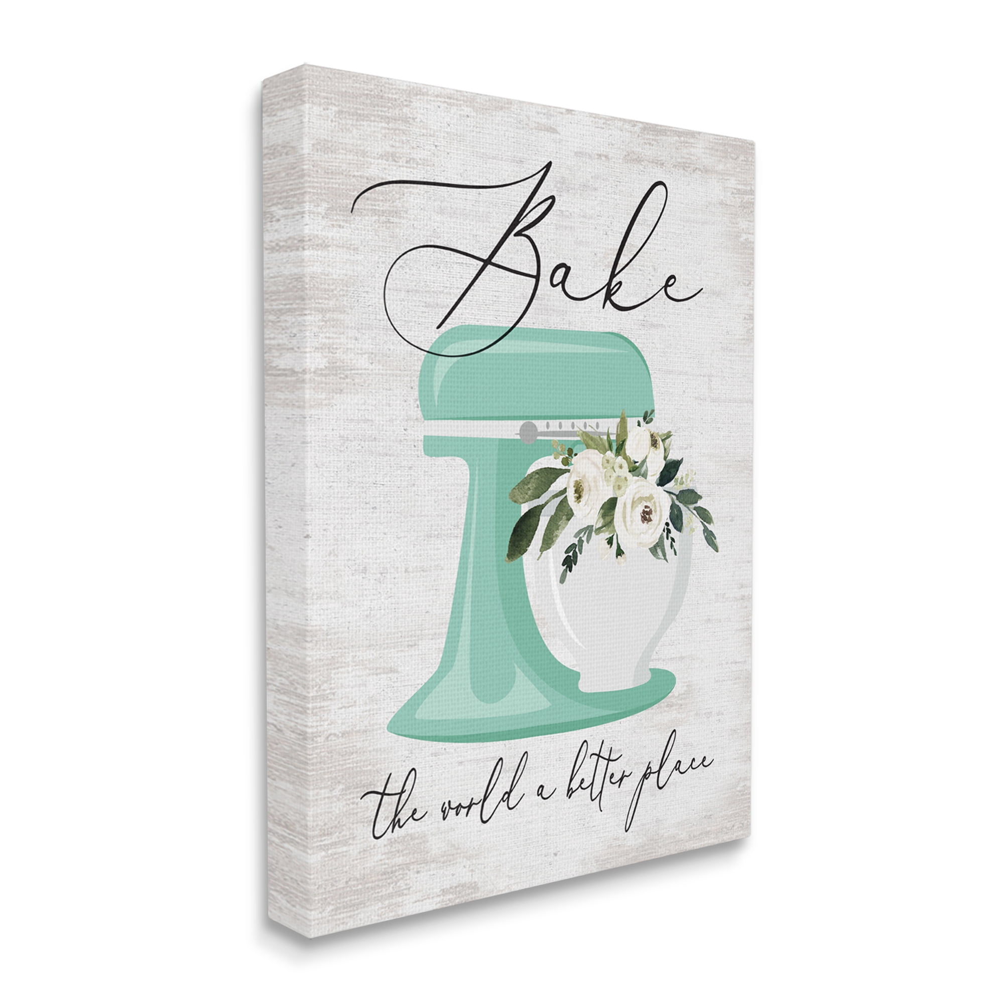 Stupell Industries Bake The World Phrase Food & Beverage Painting Gallery Wrapped Canvas Print Wall Art, 16 x 20