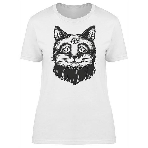 Cat Three Eyes Surreal Art T-Shirt Women -Image by Shutterstock, Female Small