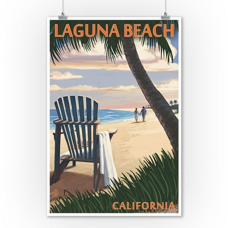Laguna Beach Home Decor Stores Laguna Beach, California - Adirondack Chairs & Sunset - Lantern Press Poster (9x12 Art Print, Wall Decor Travel Poster) ()