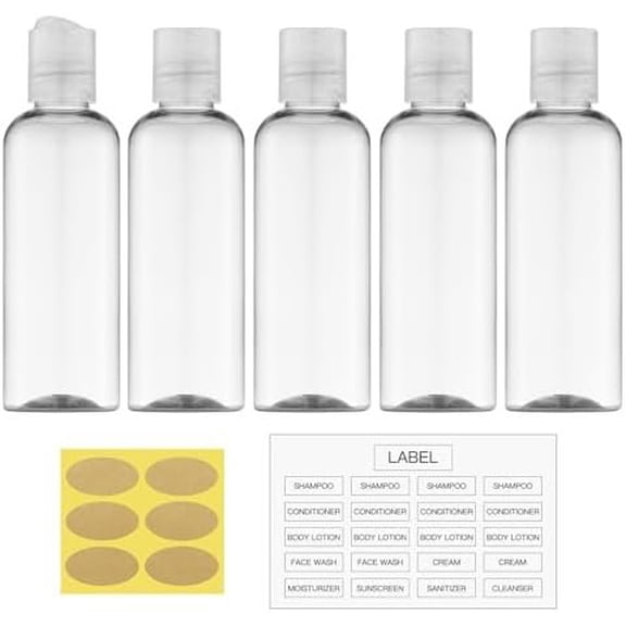 Travel Bottles for Toiletries 3.4 oz - Travel Size Containers for Shampoo Plastic - Small Empty Lotion Squeeze Bottle for Liquid TSA Approved - Leak Proof Mini Conditioner Refillable Clear 100ml