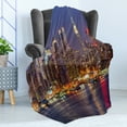thumbnail image 4 of City Love Soft Flannel Fleece Throw Blanket, Urban Life Themed Skyscrapers with Dock and Boats Modern Landscape Photography, Cozy Plush for Indoor and Outdoor Use, 70" x 90", Multicolor, by Ambesonne, 4 of 5