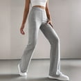 thumbnail image 5 of CIENVNSTG Women's Wide Leg Pants Ribbed Casual Flare Leg Pants Elastic High Waist Slim Fit Home Bell Bottom Pants for Daily Wear Outings Gray M, 5 of 6