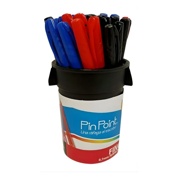 36 Bolígrafos Pluma Pin Point Colores Punta Fino 0.7mm Azor Color Negro, Rojo y Azul