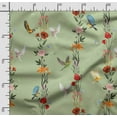 thumbnail image 2 of Soimoi Floral Print,Cotton Cambric, Quilting Fabric Sold by The Yard 42 Inch Wide, Medium Weight Cotton Fabric, SewingSupplies,Red & Green, 2 of 5