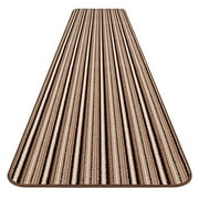 House, Home and More Skid-Resistant Carpet Runner - Mocha Brown Stripe - 14 Feet X 27 Inches