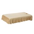 thumbnail image 3 of Hoja de mesa de Cubierta De Sábana De De Spa Reutilizable Con Orificio De Respiración Facial Beige Con Borde Dorado, 3 of 7