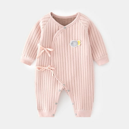 

Yidarton Baby Jumpsuit Baby Warm Cotton Padded Newborn Clothes Autumn And Winter Ha Clothes Boneless Climbing Clothes Newborn Underwear Pink