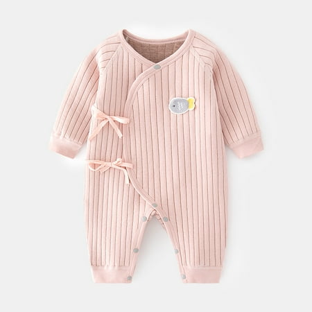 

Baby Jumpsuit Baby Warm Cotton Padded Newborn Clothes Autumn And Winter Ha Clothes Boneless Climbing Clothes Newborn Underwear pink 52cm