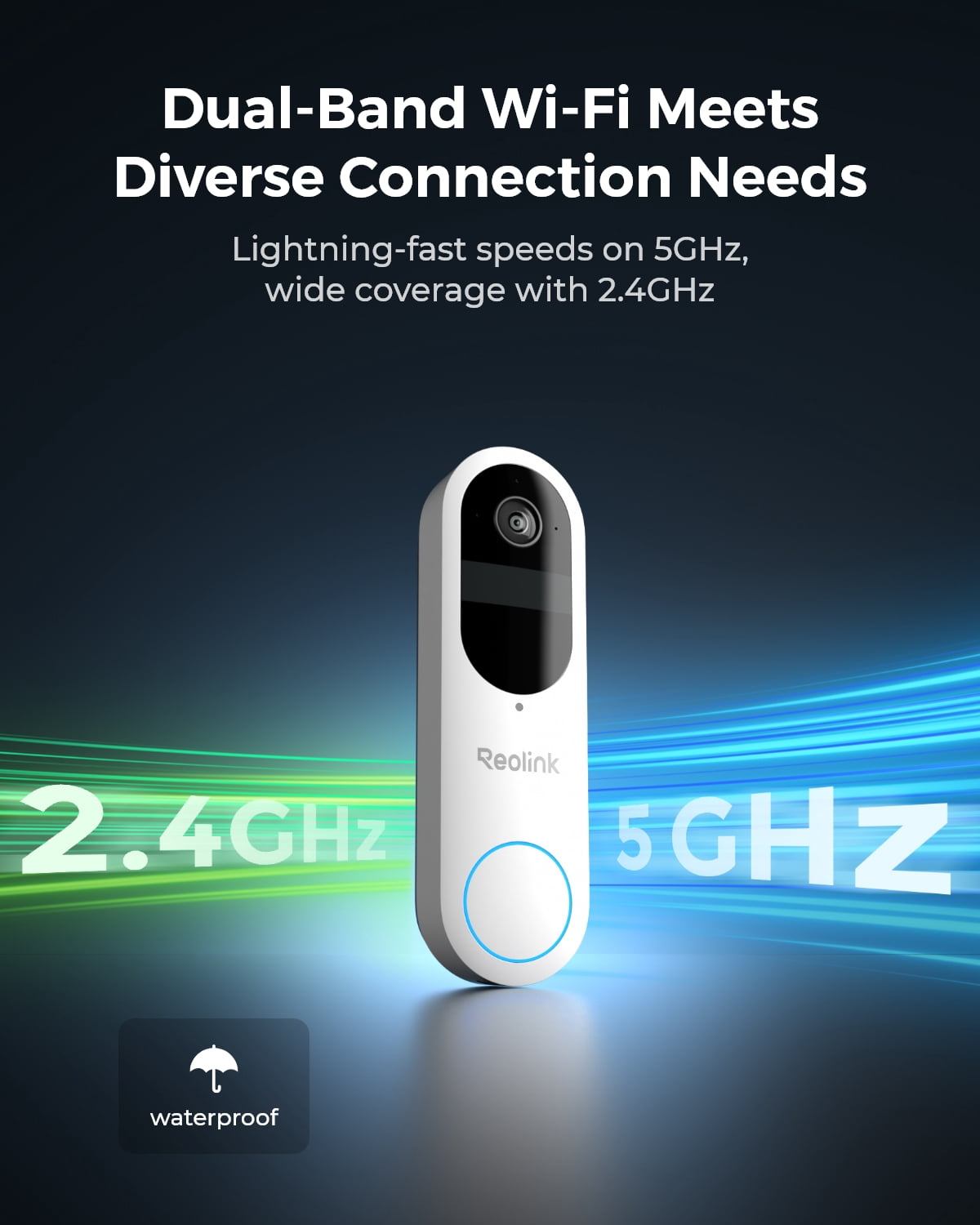 Reolink Video Doorbell Battery WiFi Camera, 5MP, 180° Person/Vehicle/Package Detection, 2-Way Talk