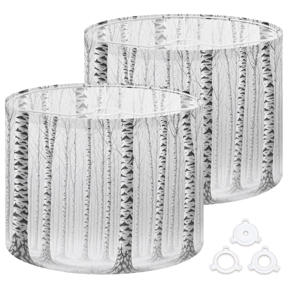Lamp Shades Set of 2 Easy Assembly Winter trunks birch trees Drum Lampshades for Table Lamps Floor Lamps Pendant Light 13"x13"x10" Replacement Lamp Shade