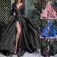 thumbnail image 3 of Vestido de fiesta de retazos de encaje sexi, vestidos largos hasta el suelo con aberturas altas en la cintura, vestido infinito para damas de honor, vestido de invitados de boda para mujer A, 3 of 4