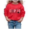 thumbnail image 2 of SONXAHE Big Girl's God Is Good Cross Heart Printed Crewneck Sweatshirt Long Sleeve Casual Pullover Faith Sweatshirt,Red, 2 of 4