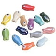 thumbnail image 2 of U8MO 10pcs 19x10mm Fish Shape Handmade Glossy Glazed Ceramic Porcelain Loose Beads-Khaki, 2 of 5