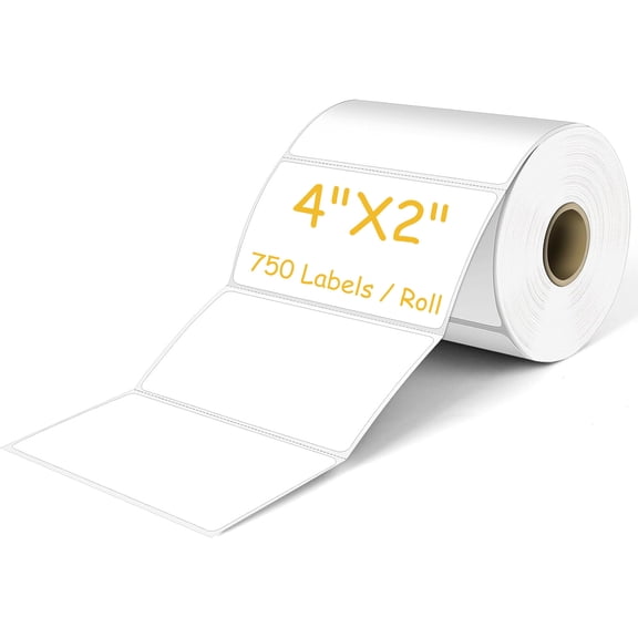 MFLABEL-4"x2" Direct Thermal Labels, Barcodes Postage Address Shipping Label, 750 Labels Per Roll for For Zebra & Rollo