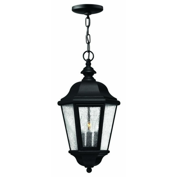 3 Light Large Outdoor Hanging Lantern in Traditional Style 10 inches Wide By 19.5 inches High-Black Finish-Incandescent Lamping Type Bailey Street