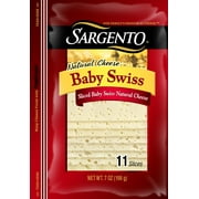 Sargento® Baby Swiss Natural Cheese Slices, great pairing with fruit and perfect for sandwiches, 7 oz Package