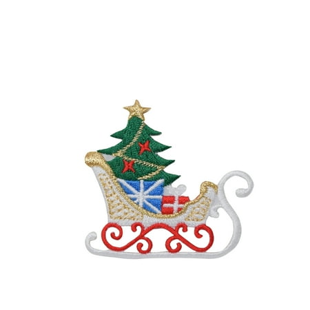Sports Christmas Tree Applique Christmas Sleigh - Tree/Gifts/Presents - Iron on Applique/Embroidered Patch ()