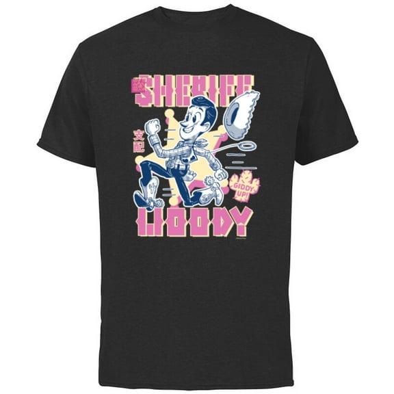 Disney and Pixar’s Toy Story Sheriff Woody Giddy Up - Short Sleeve Cotton T-Shirt for Adults - Customized-Black