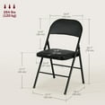 thumbnail image 3 of HOMCOM Metal Folding Chairs with PU Leather Cushion Foldable Chairs Black, 3 of 10