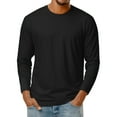 thumbnail image 2 of Domuza Mens Long Sleeve Tee Shirts Cotton Crew Neck Casual Basic Thermal Undershirt Lightweight Soft Regular Fit Stretch Pullover Top Dark Gray 3XL, 2 of 7